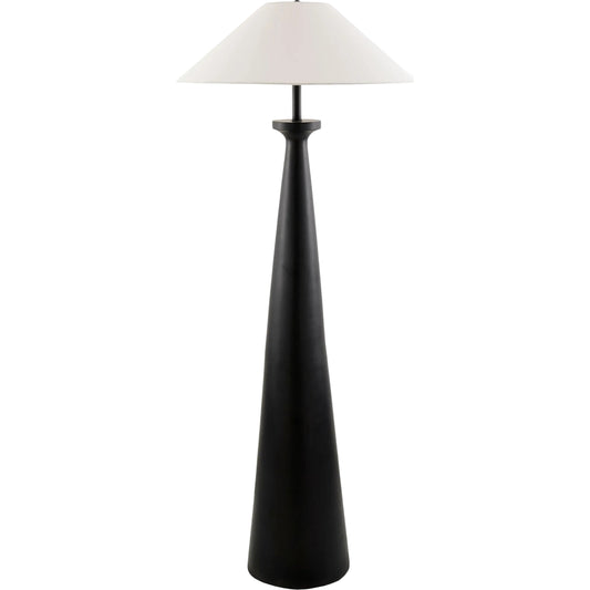 Virello Accent Floor Lamp by Surya in white, black, translucent, metallic nickel. Made from resin, linen, iron in a modern style.
