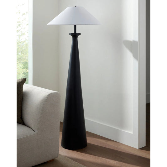 Virello Accent Floor Lamp by Surya in white, black, translucent, metallic nickel. Made from resin, linen, iron in a modern style.