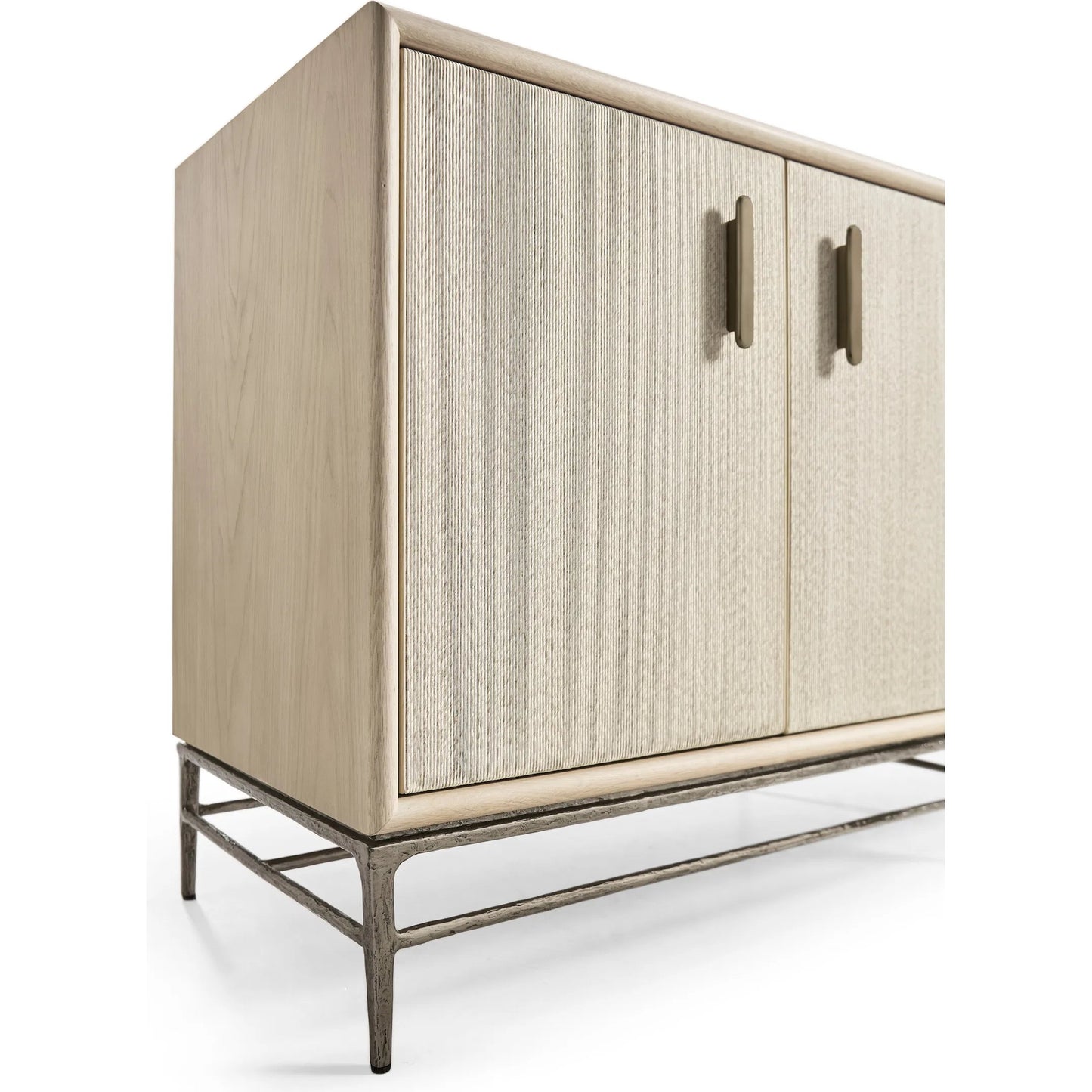 010 SI-2535710 | Closeup | Clapotis Entertainment Console by Jonathan Charles in whitewash cord. Made from main rope in a unique style.