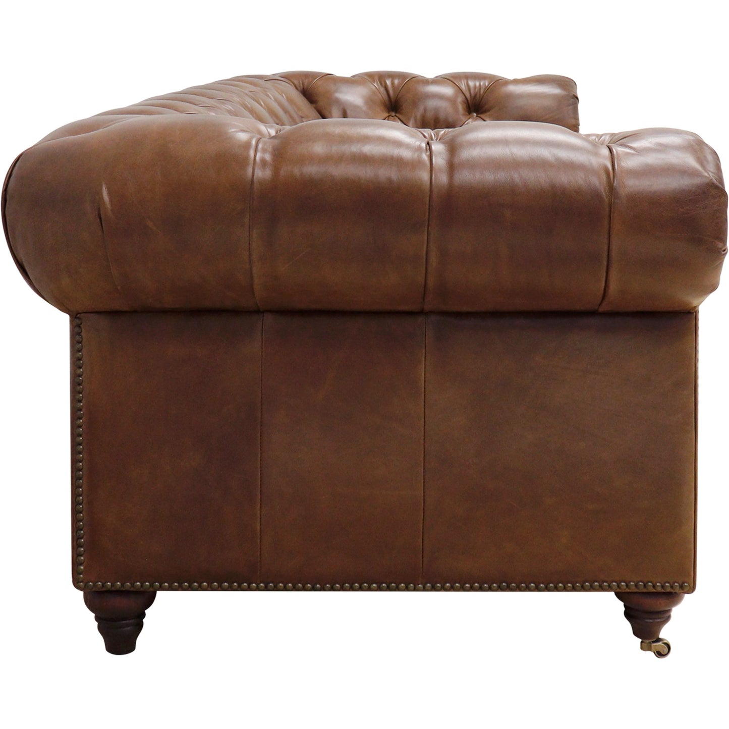 004 SI-2030354 | Additional Silo | Paris Club Chesterfield Sofa by Pasargad Home in brown. Made from top grain vintage cigar finish leather in a transitional style.
