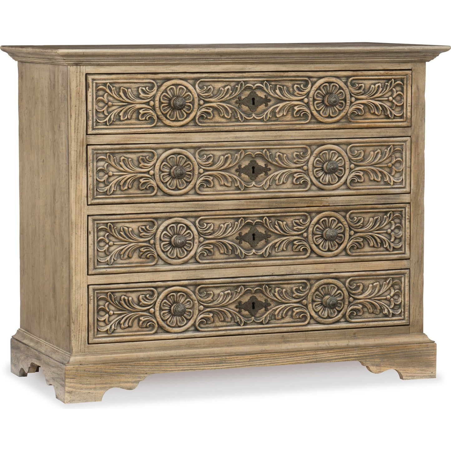001 SI-1748926 | Primary Silo | Floresville Bachelors Chest by Hooker Furniture in sandstone. Made from white oak veneers, cedar in a eclectic & global style.