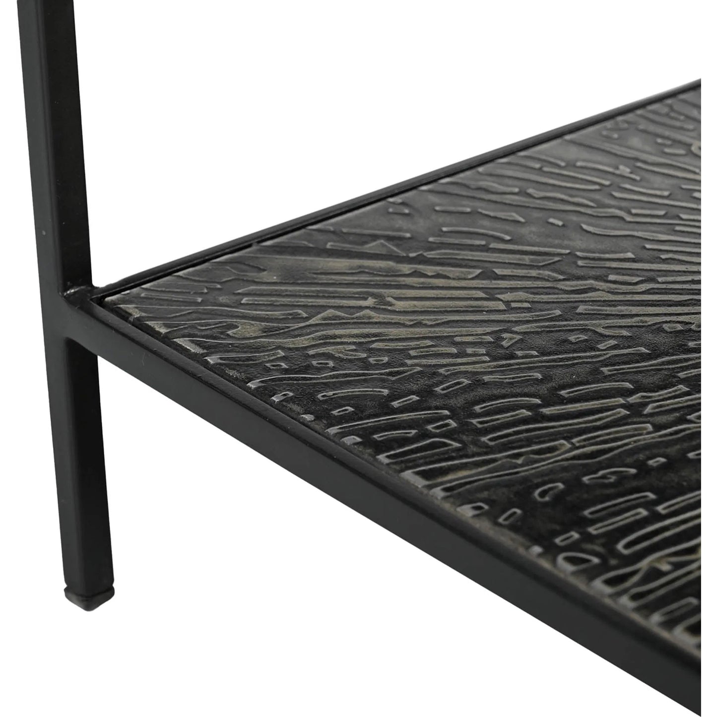 004 SI-2527566 | Closeup | Venus Side Table by LH Imports in matte black. Made from iron, tempered glass in a unique style.