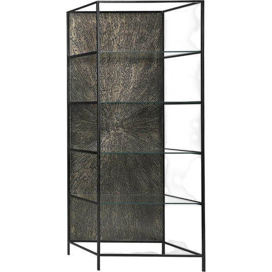001 SI-2527569 | Primary Silo | Venus Bookcase by LH Imports in matte black. Made from iron, tempered glass in a unique style.