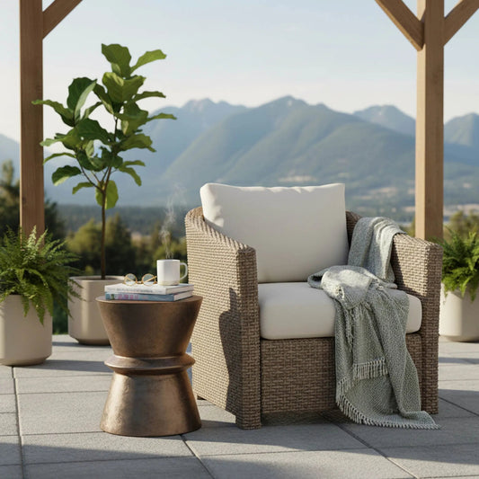 Concrete Hourglass Side Table by LH Imports. Made from concrete in a unique style.
