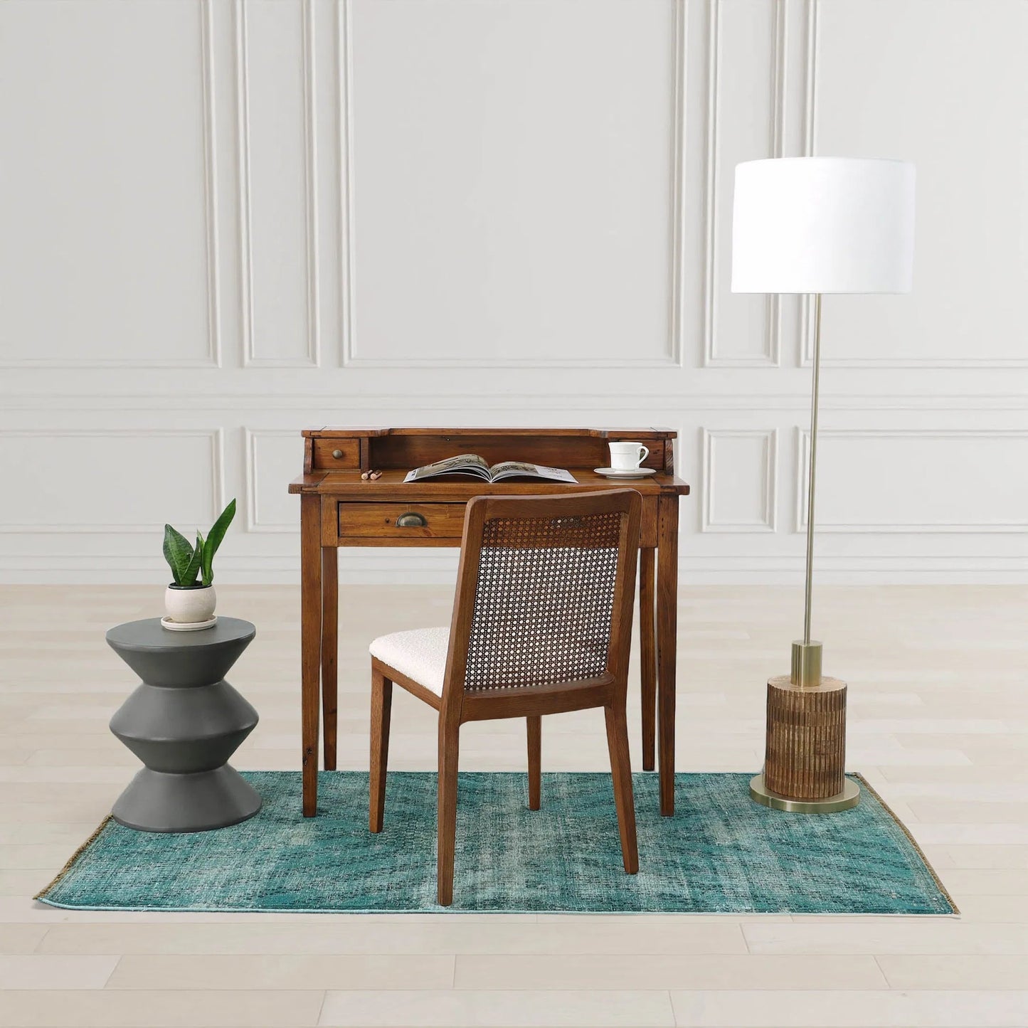 007 SI-2004204 | Lifestyle | Concrete Inverted Side Table by LH Imports in grey. Made from dark grey concrete in a modern style.