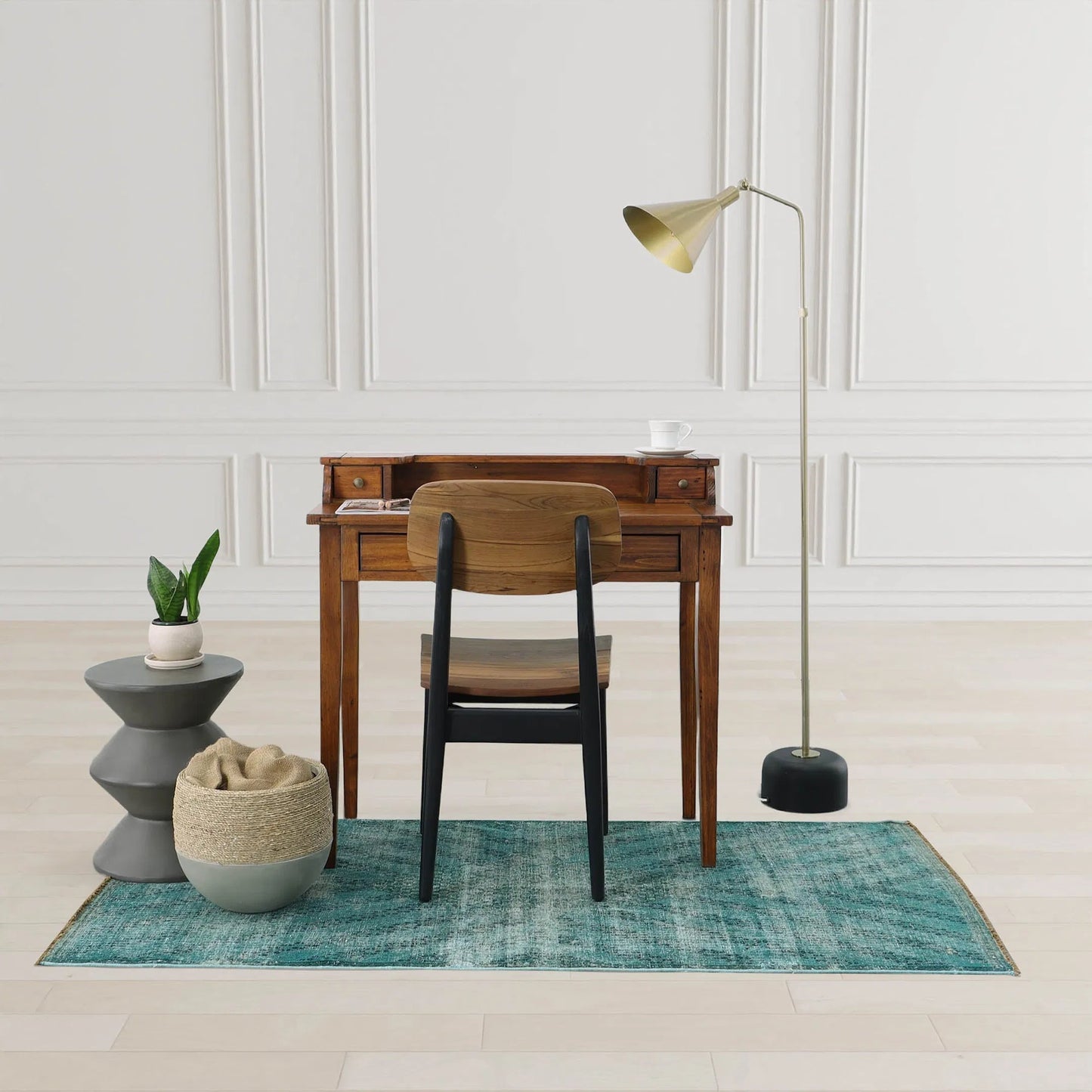 008 SI-2004204 | Lifestyle | Concrete Inverted Side Table by LH Imports in grey. Made from dark grey concrete in a modern style.