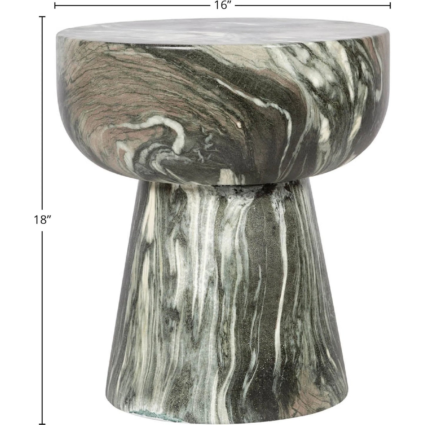 002 SI-2325337 | Unknown | Binx Side Table by LH Imports in green, grey, white and marble pattern. Made from concrete in a unique style.