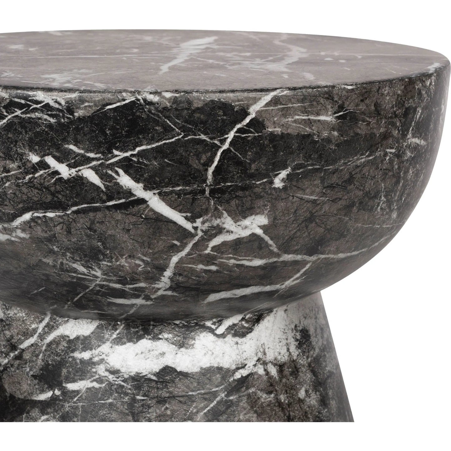 010 SI-2325338 | Unknown | Yves Side Table by LH Imports in black marble and marble black. Made from concrete in a unique style.