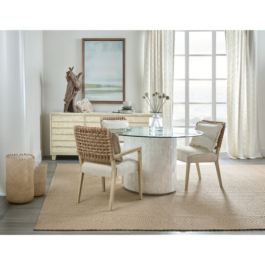 Surfrider Woven Back Side Chair (Set of 2) by Hooker Furniture in beige and driftwood, zuri cream. Made from fabric, foam, rope in a transitional style.