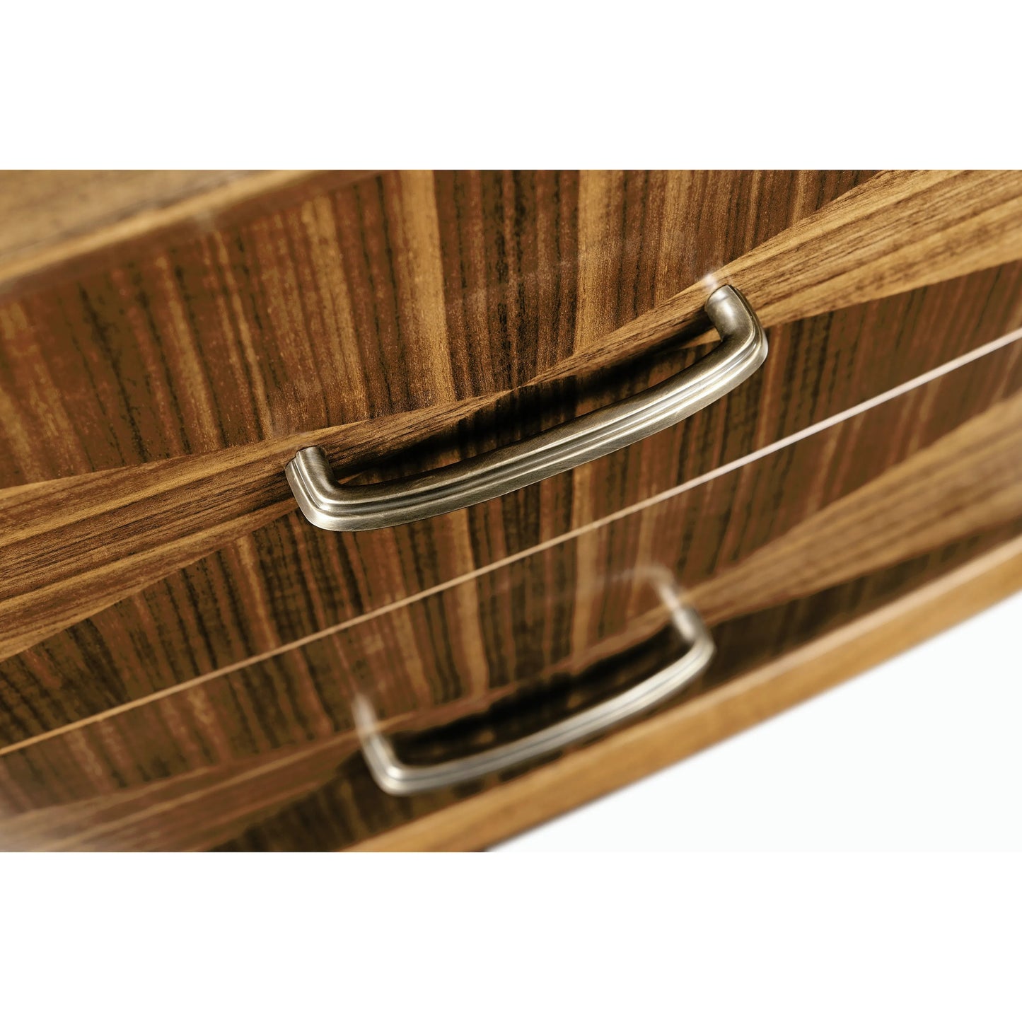 009 SI-1991097 | Closeup | Toulouse Bedside Chest by Jonathan Charles in walnut. Made from walnut quarter figured veneer in a modern style.