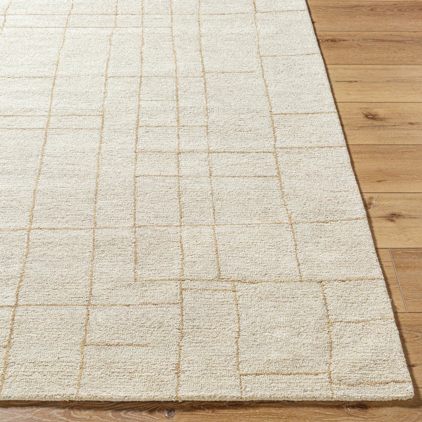 003 SI-2245849,SI-2245850,SI-2245851 | Closeup | Ira 541254 Rug by Vivir x Livabliss in ivory, sandstone, taupe. Made from wool in a unique style.