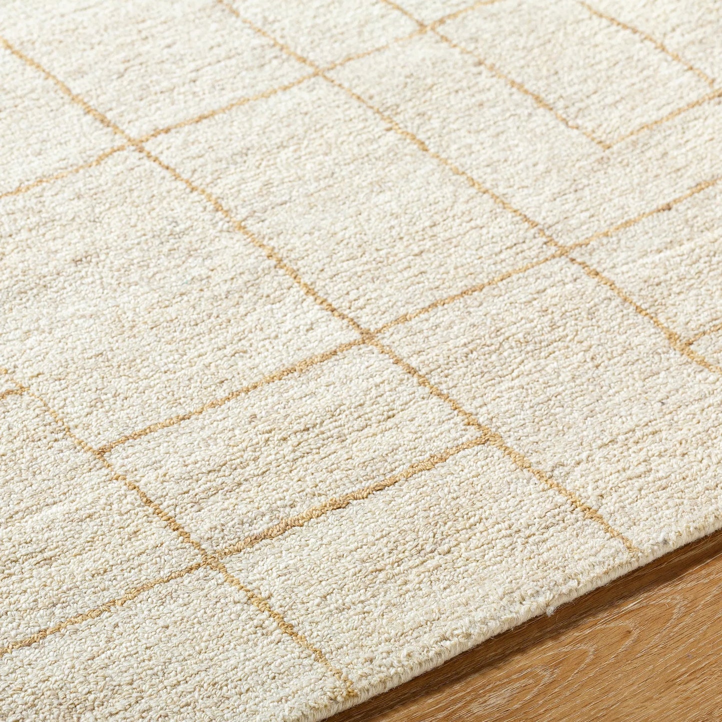 004 SI-2245849,SI-2245850,SI-2245851 | Closeup | Ira 541254 Rug by Vivir x Livabliss in ivory, sandstone, taupe. Made from wool in a unique style.