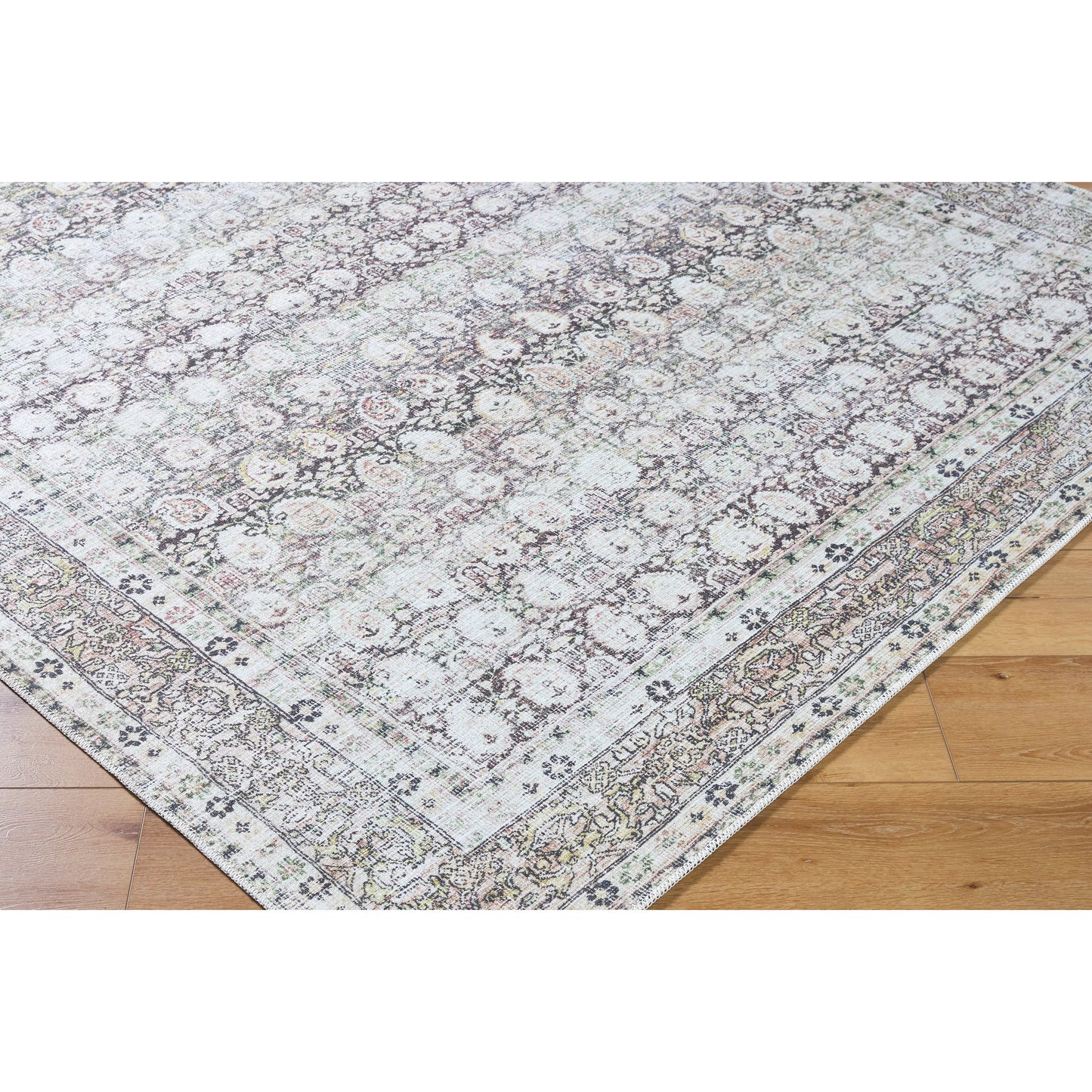 003 SI-2245912,SI-2245913,SI-2245914,SI-2245915,SI-2245916,SI-2245917 | Closeup | Lorelai 541386 Rug by Vivir x Livabliss in dark brown, cream, beige, light brown, mustard, rust. Made from polyester in a unique style.