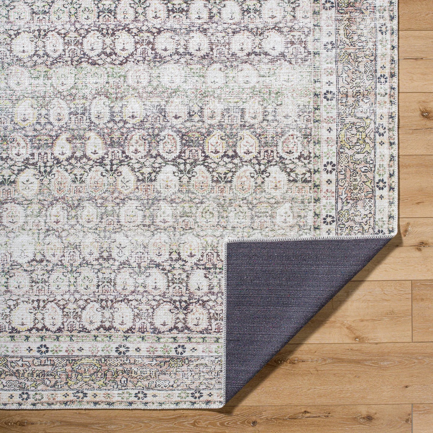 007 SI-2245912,SI-2245913,SI-2245914,SI-2245915,SI-2245916,SI-2245917 | Closeup | Lorelai 541386 Rug by Vivir x Livabliss in dark brown, cream, beige, light brown, mustard, rust. Made from polyester in a unique style.
