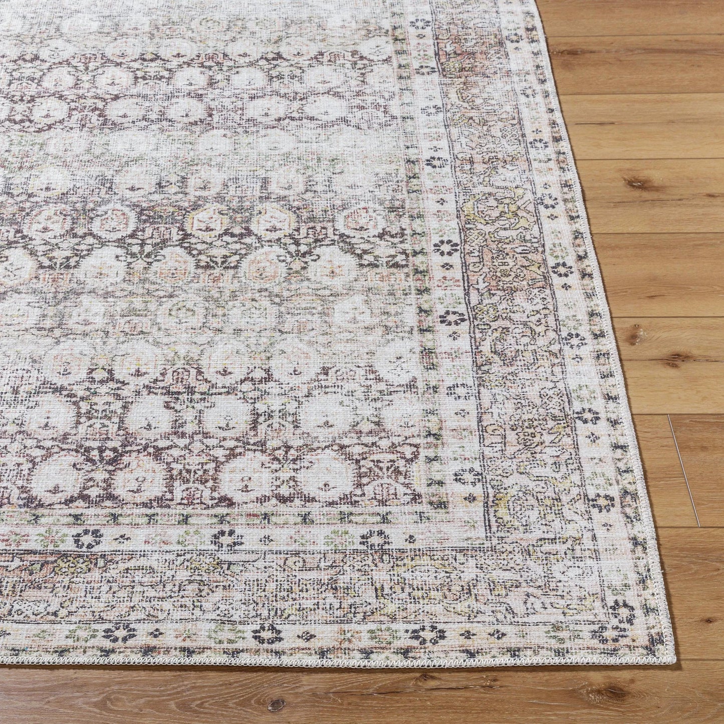 004 SI-2245912,SI-2245913,SI-2245914,SI-2245915,SI-2245916,SI-2245917 | Closeup | Lorelai 541386 Rug by Vivir x Livabliss in dark brown, cream, beige, light brown, mustard, rust. Made from polyester in a unique style.