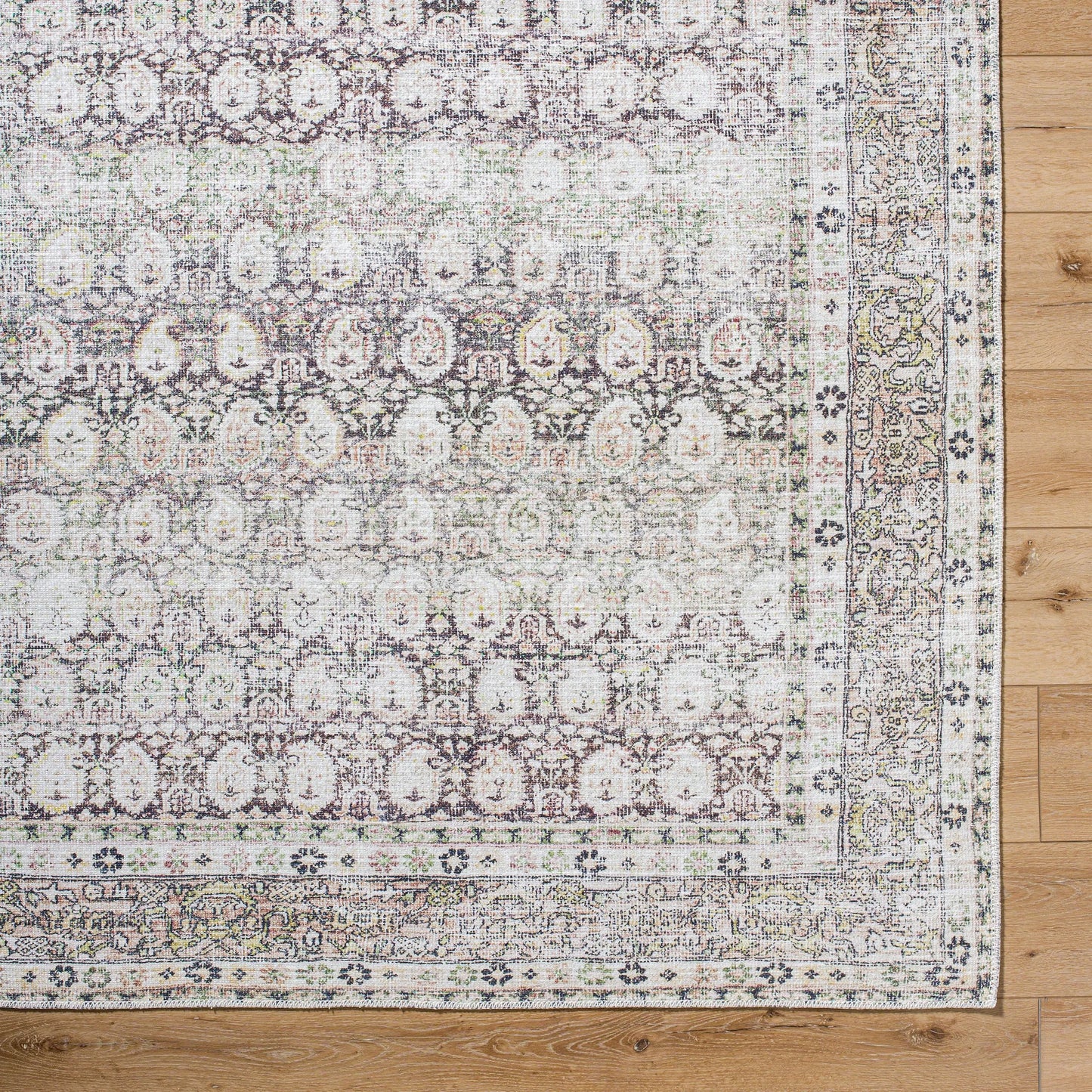 006 SI-2245912,SI-2245913,SI-2245914,SI-2245915,SI-2245916,SI-2245917 | Closeup | Lorelai 541386 Rug by Vivir x Livabliss in dark brown, cream, beige, light brown, mustard, rust. Made from polyester in a unique style.