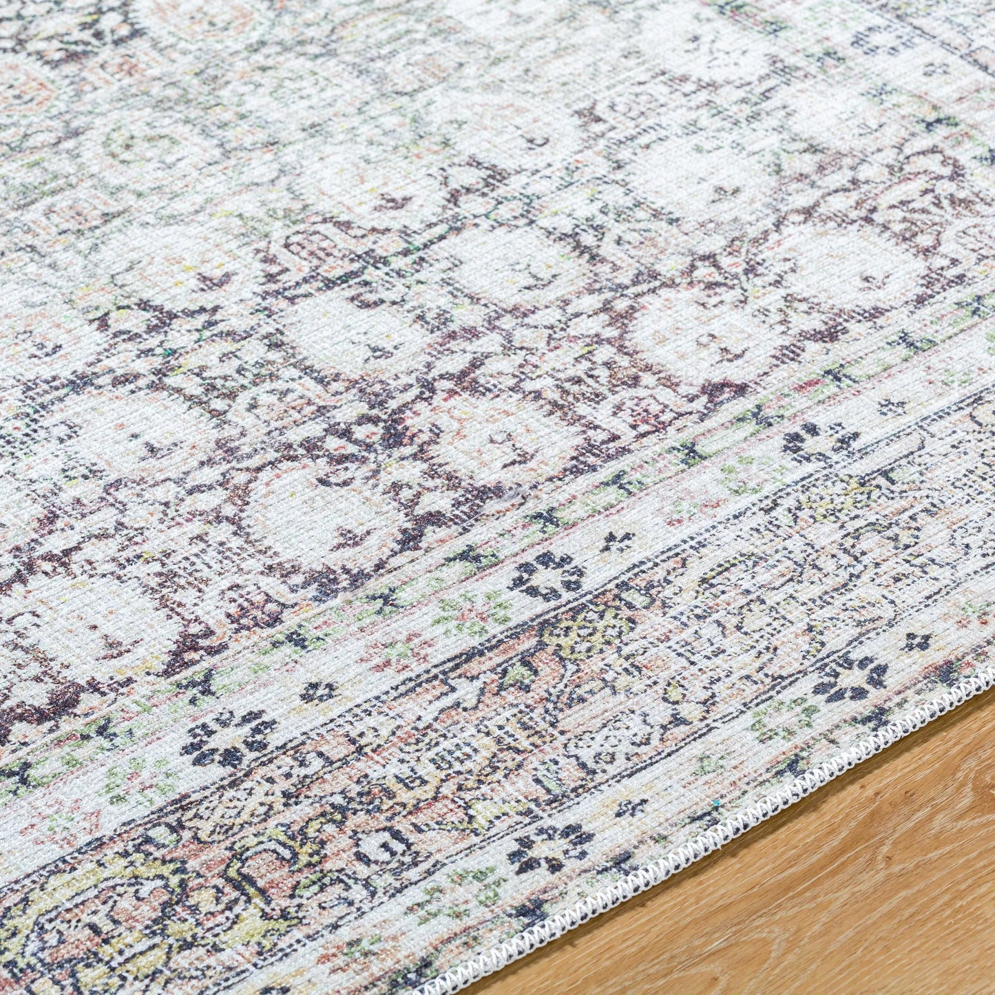 005 SI-2245912,SI-2245913,SI-2245914,SI-2245915,SI-2245916,SI-2245917 | Closeup | Lorelai 541386 Rug by Vivir x Livabliss in dark brown, cream, beige, light brown, mustard, rust. Made from polyester in a unique style.