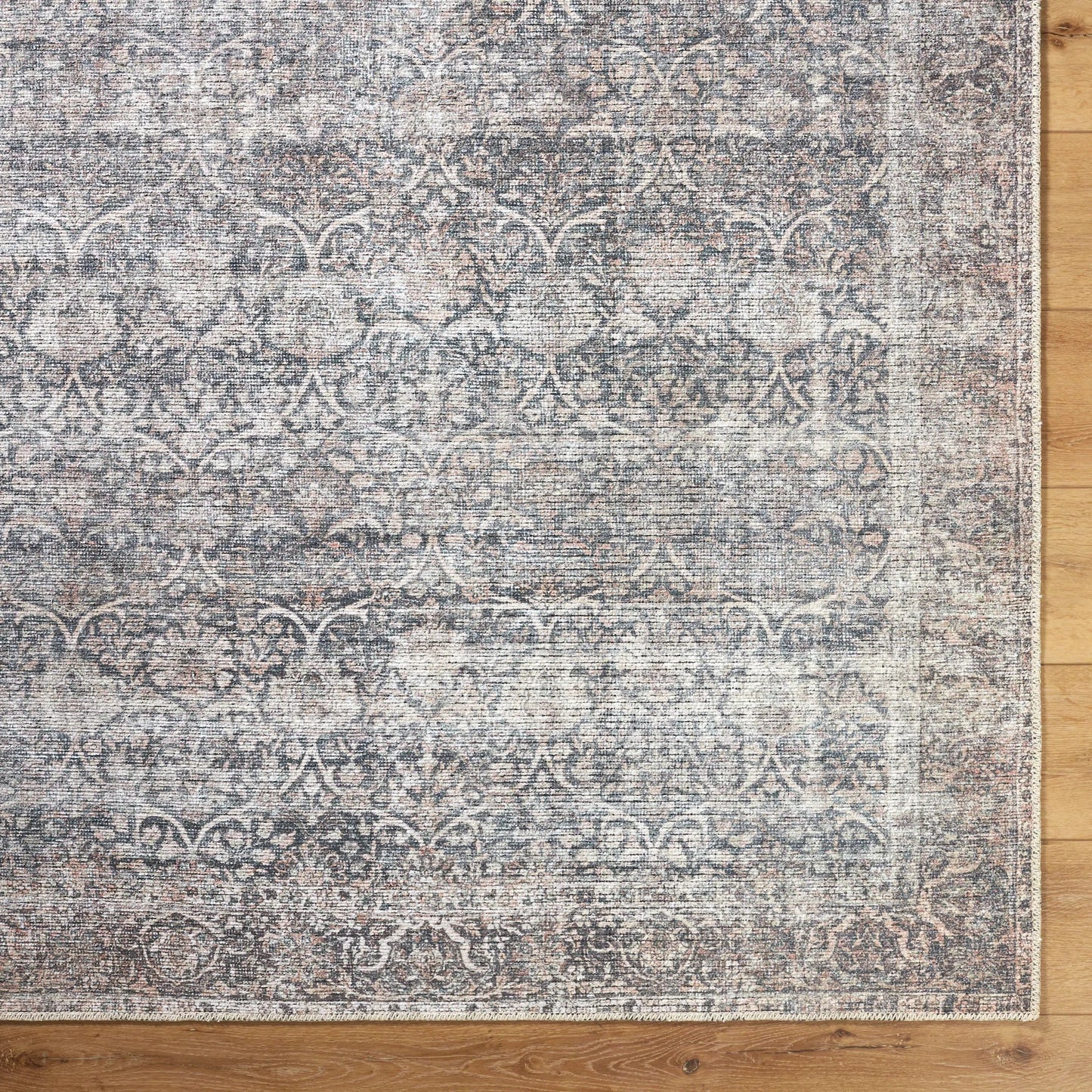 009 SI-2245930,SI-2245931,SI-2245932,SI-2245933,SI-2245934,SI-2245935 | Closeup | Lorelai 541412 Rug by Vivir x Livabliss in black, dark brown, light beige, white, orange. Made from polyester in a unique style.
