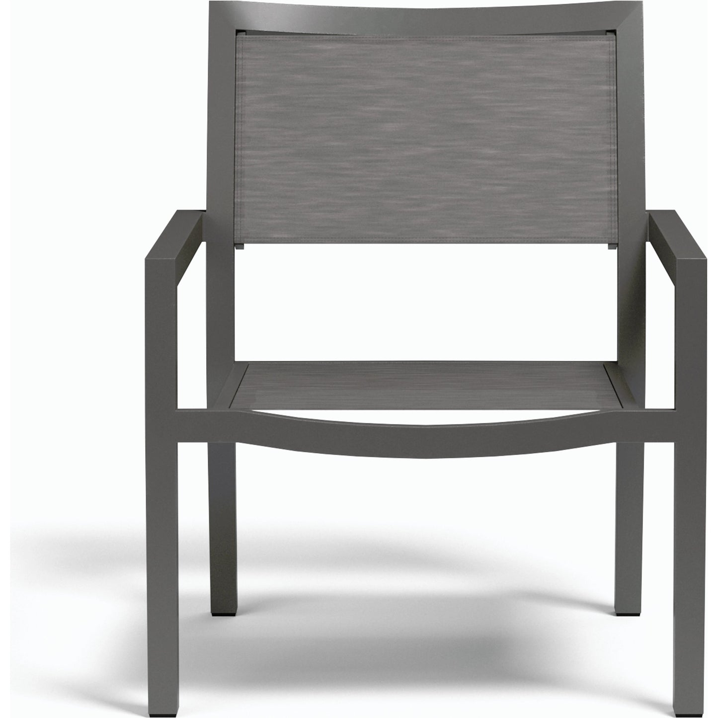 004 SI-2166671 | Additional Silo | Vegas Outdoor Stackable Sling Club Chair by Sunset West in graphite. Made from aluminum in a modern style.