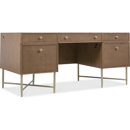 001 SI-2250678 | Primary Silo | Sonnet Executive Desk by Hooker Furniture in medium wood and wren. Made from unique in a transitional style.