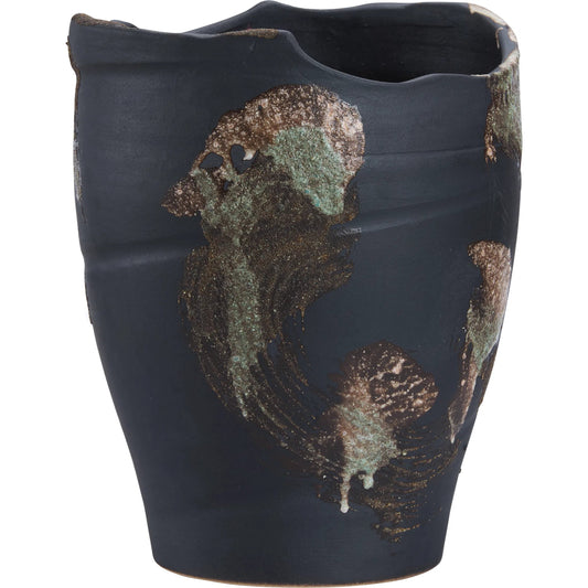 001 SI-2534050 | Primary Silo | Otsu Vase by Wildwood in black, green and shiga, black, green glaze. Made from unique in a unique style.