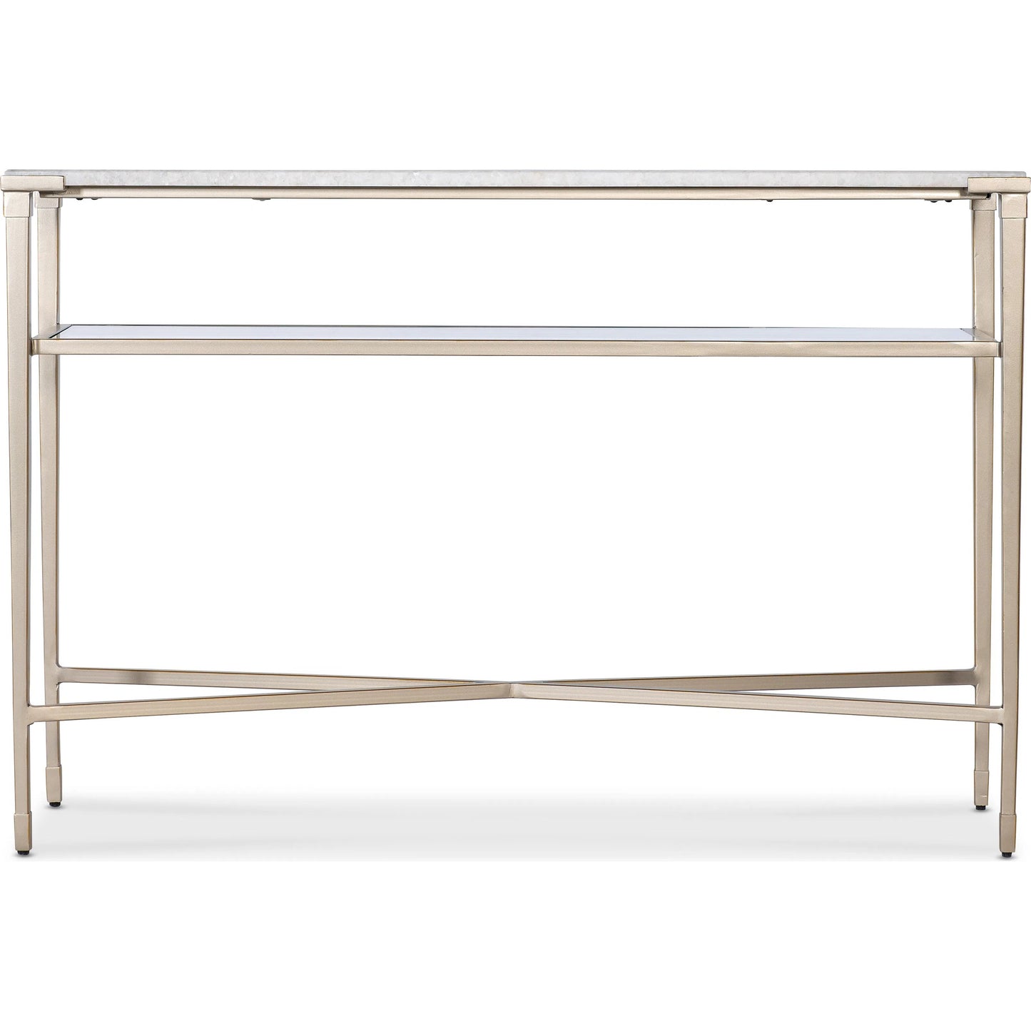 002 SI-2354001 | Additional Silo | Melange Jen Console Table by Hooker Furniture in champagne. Made from white genesis slab, metal, glass in a modern style.