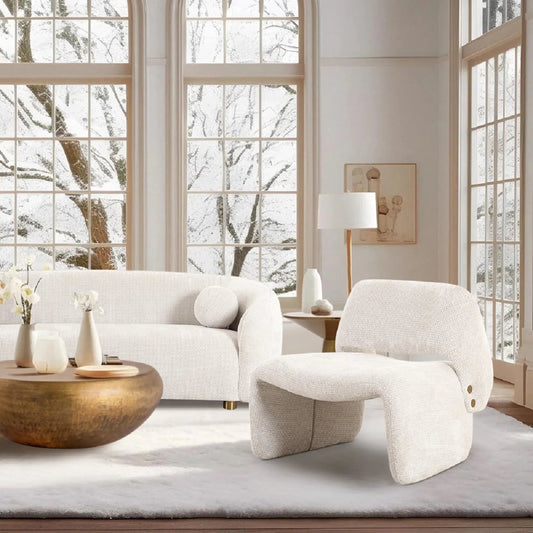 Zarina Upholstered Modern Accent Chair - PZW-21101 by Pasargad Home in ivory. Made from polyester in a unique style.