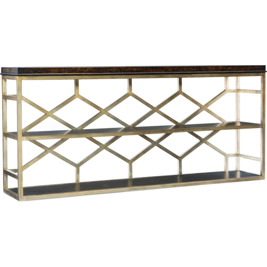 001 SI-1749207 | Primary Silo | Giles Console Table by Hooker Furniture in golden madrone burl, silver leaf. Made from golden madrone burl, metal in a traditional style.