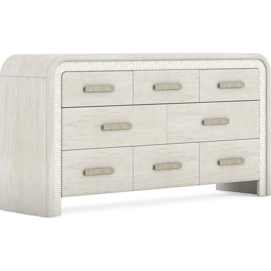 Ashlar Dresser by A.R.T. Furniture in bisque, sanded bronze. Made from parawood solids, birch veneers, resin, metal in a transitional style.