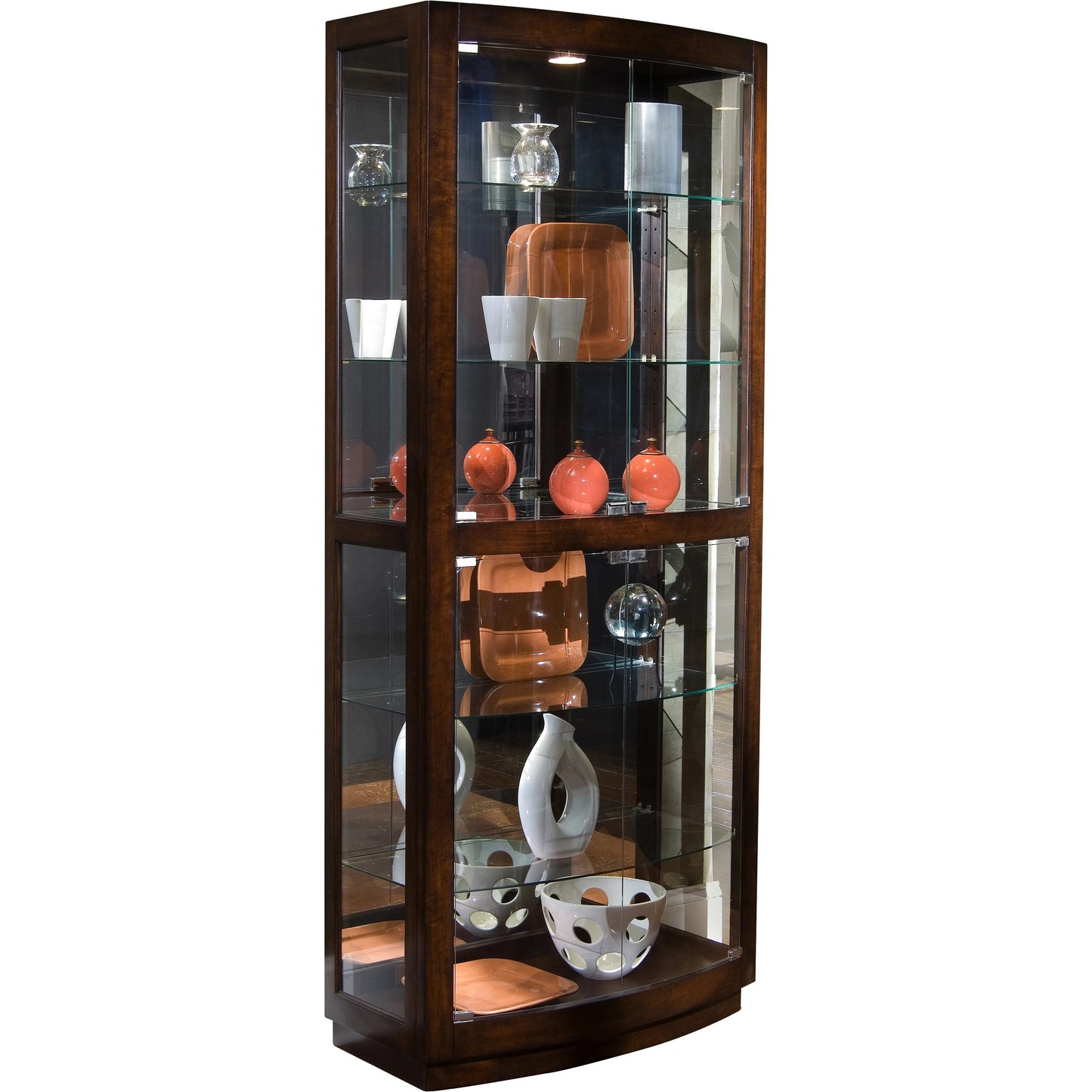 001 SI-2155510 | Primary Silo | 33'' Wide Hardwood Mahogany Curio Display Cabinet by Pulaski Furniture in dark mahogany brown. Made from select hardwoods in a traditional style.