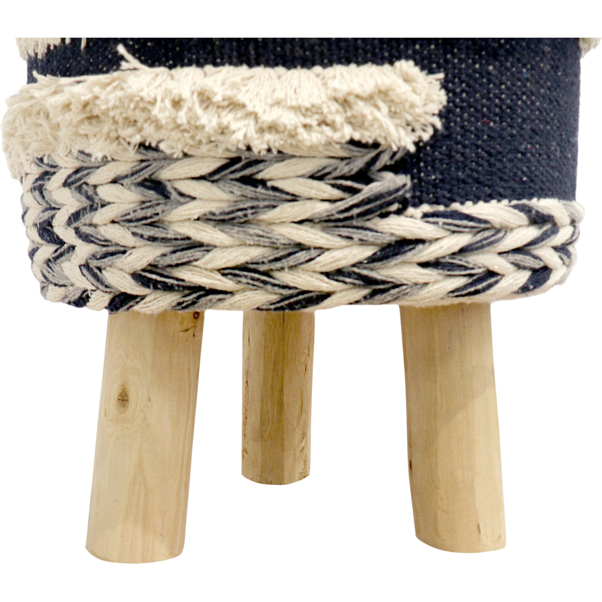 Grand Canyon Navy Stool by Pasargad Home in navy. Made from 100% premium cotton in a cottage & farmhouse style.