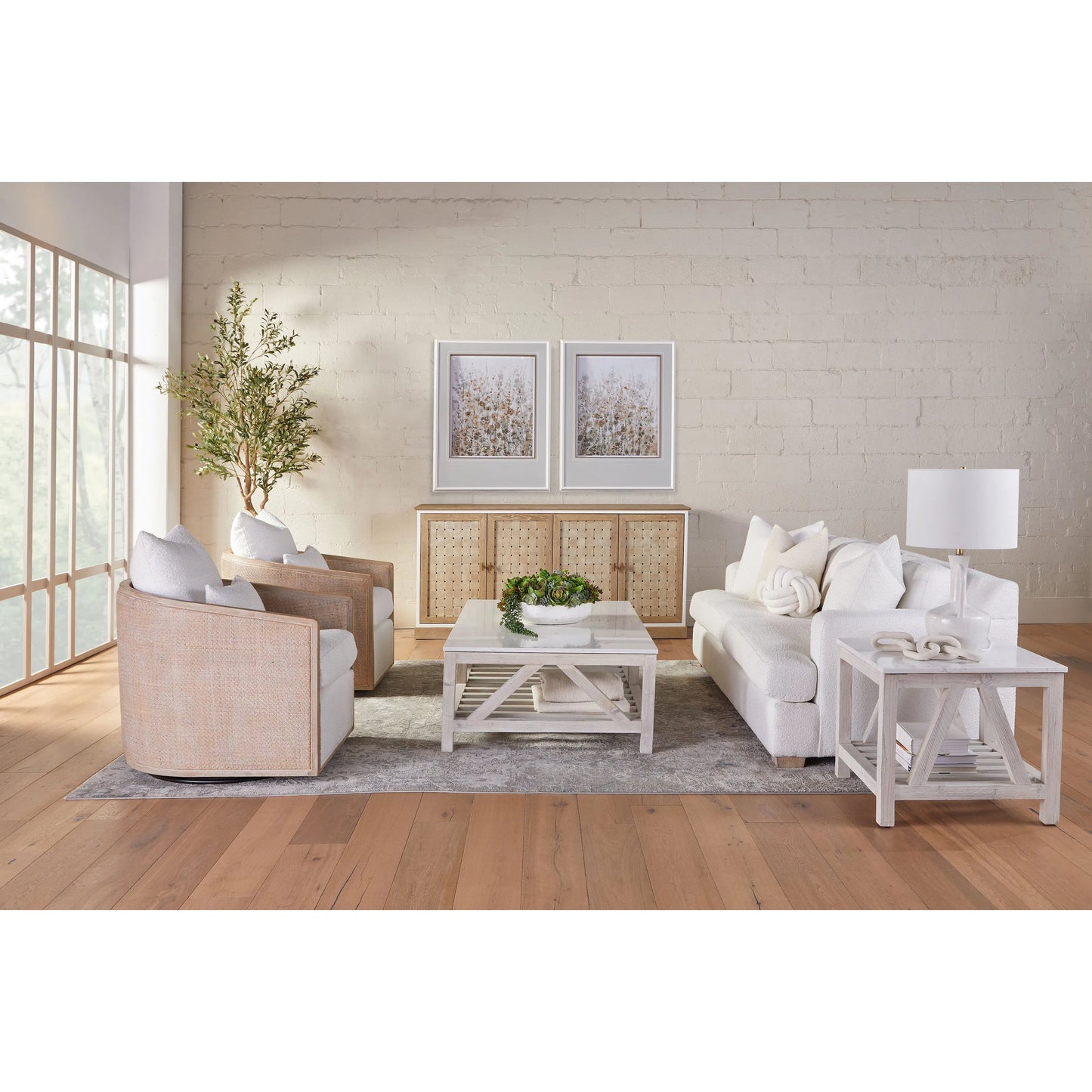022 SI-2021762 | Lifestyle | Weave Media Sideboard by Essentials For Living in smoke gray oak, white painted oak. Made from solid oak wood, mdf, plywood in a cottage & farmhouse style.