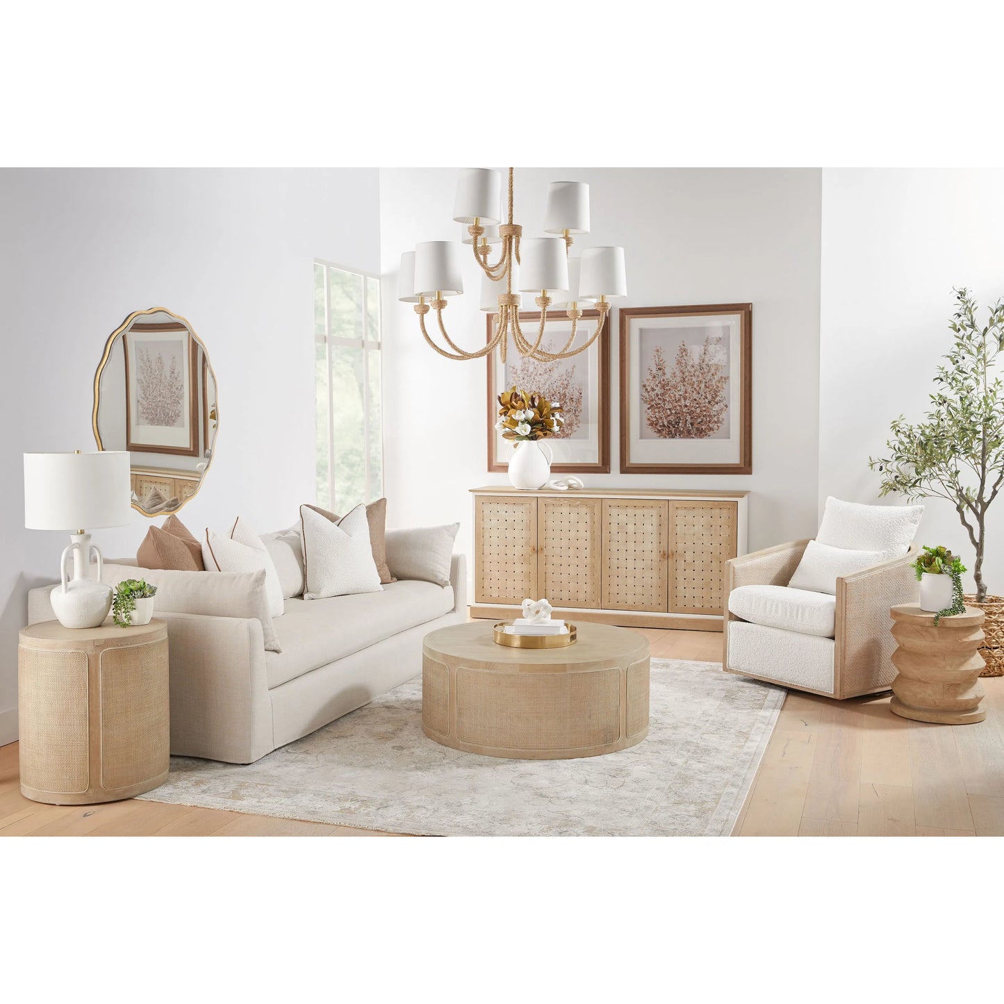 024 SI-2021762 | Lifestyle | Weave Media Sideboard by Essentials For Living in smoke gray oak, white painted oak. Made from solid oak wood, mdf, plywood in a cottage & farmhouse style.