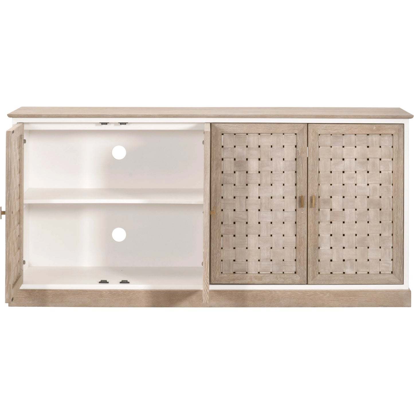 003 SI-2021762 | Additional Silo | Weave Media Sideboard by Essentials For Living in smoke gray oak, white painted oak. Made from solid oak wood, mdf, plywood in a cottage & farmhouse style.