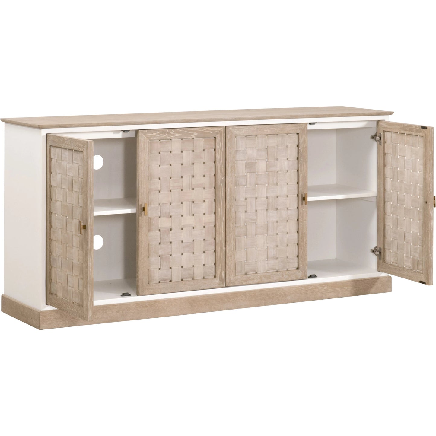 004 SI-2021762 | Additional Silo | Weave Media Sideboard by Essentials For Living in smoke gray oak, white painted oak. Made from solid oak wood, mdf, plywood in a cottage & farmhouse style.