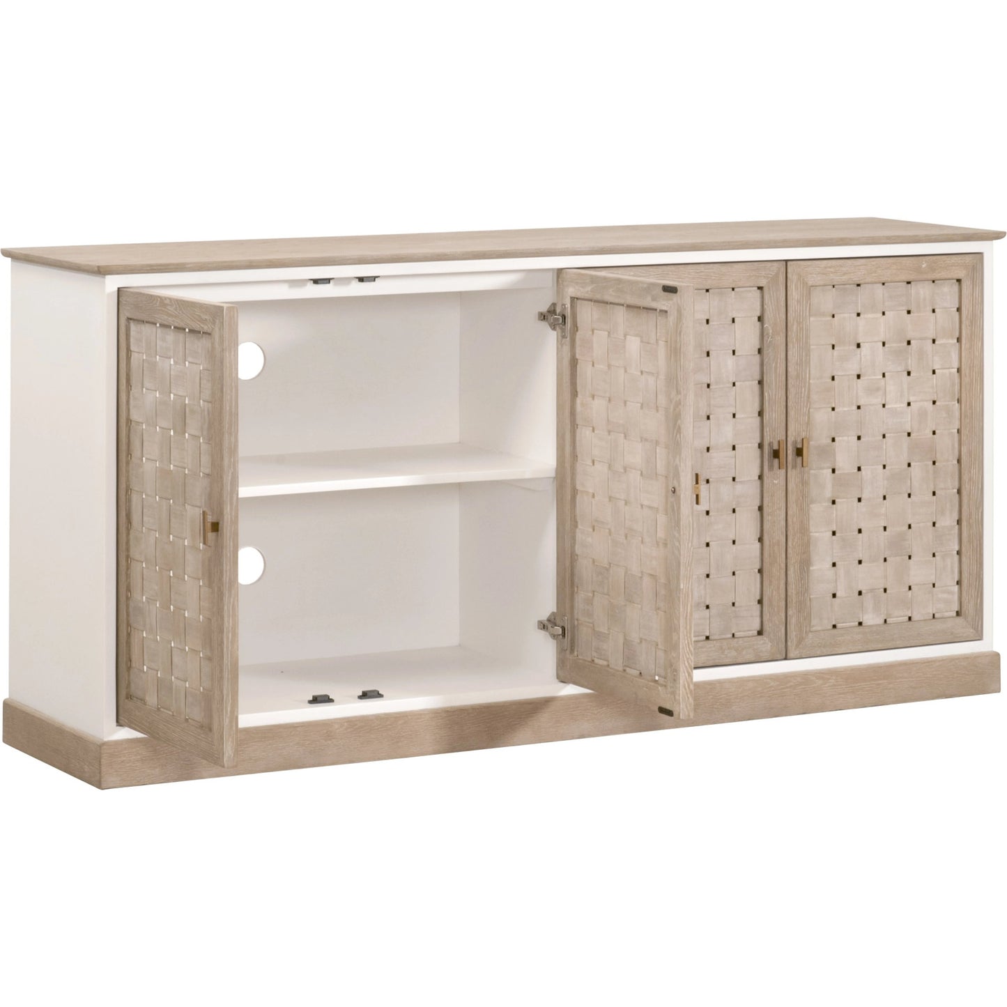 005 SI-2021762 | Additional Silo | Weave Media Sideboard by Essentials For Living in smoke gray oak, white painted oak. Made from solid oak wood, mdf, plywood in a cottage & farmhouse style.