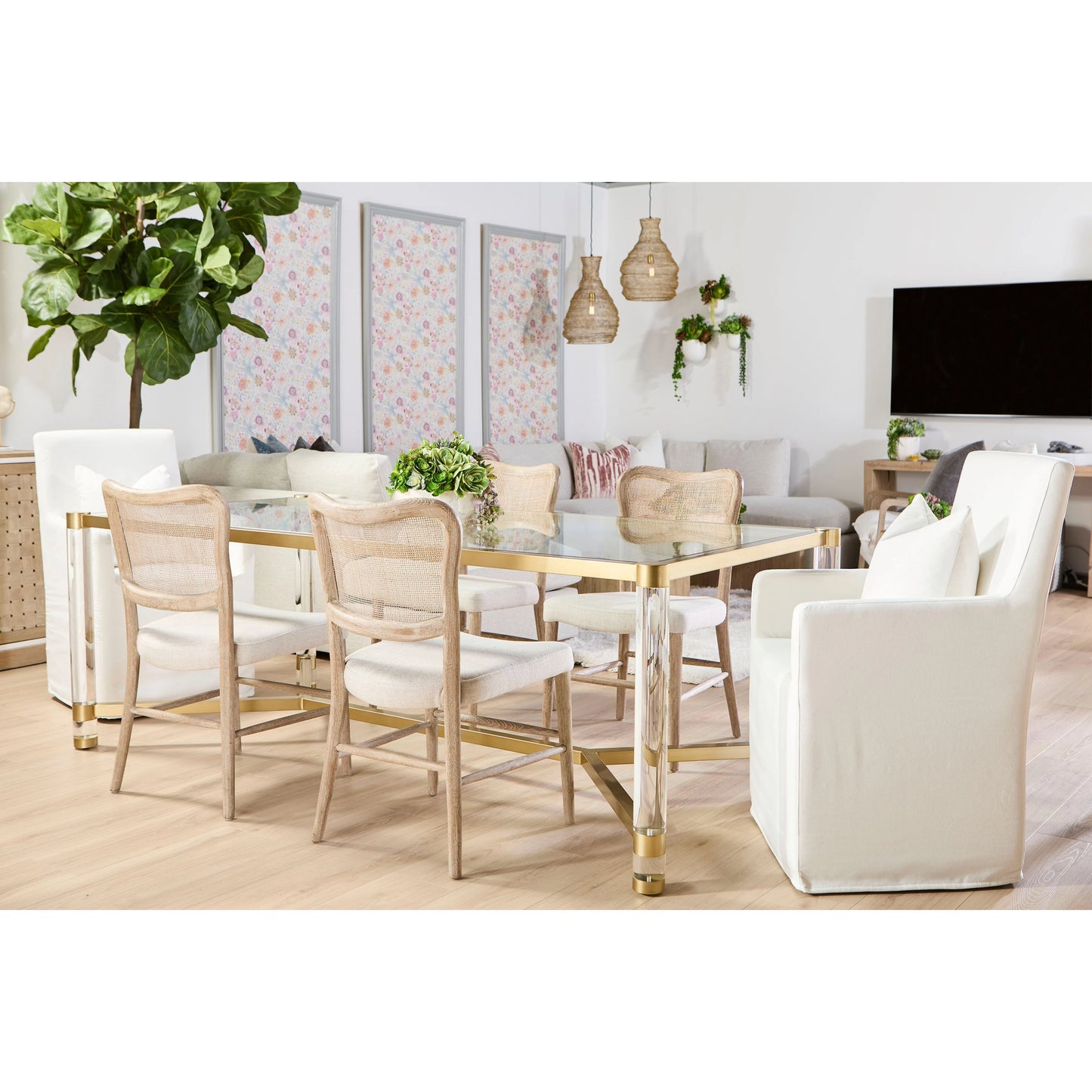 012 SI-2021762 | Lifestyle | Weave Media Sideboard by Essentials For Living in smoke gray oak, white painted oak. Made from solid oak wood, mdf, plywood in a cottage & farmhouse style.