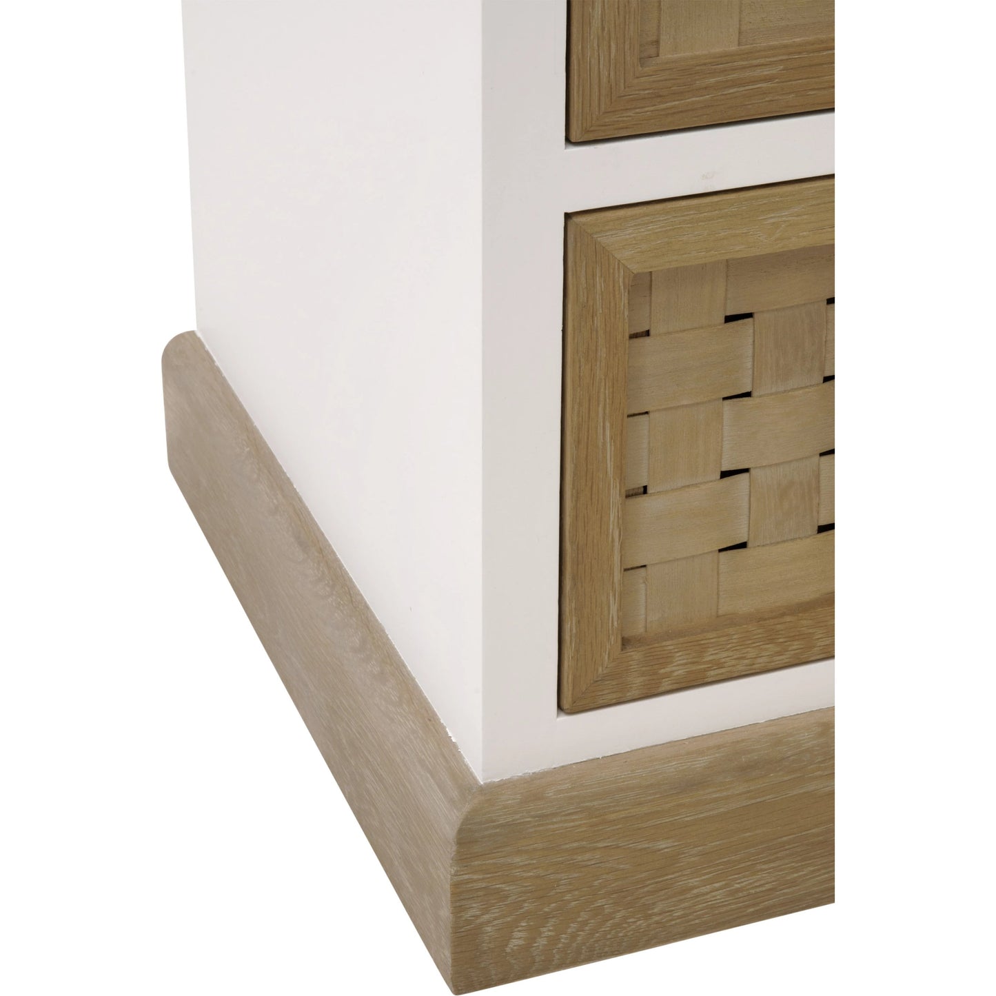 007 SI-2138269 | Closeup | Weave Entry Cabinet by Essentials For Living in smoke gray oak, white painted oak. Made from solid oak wood, mdf, plywood, metal in a cottage & farmhouse style.