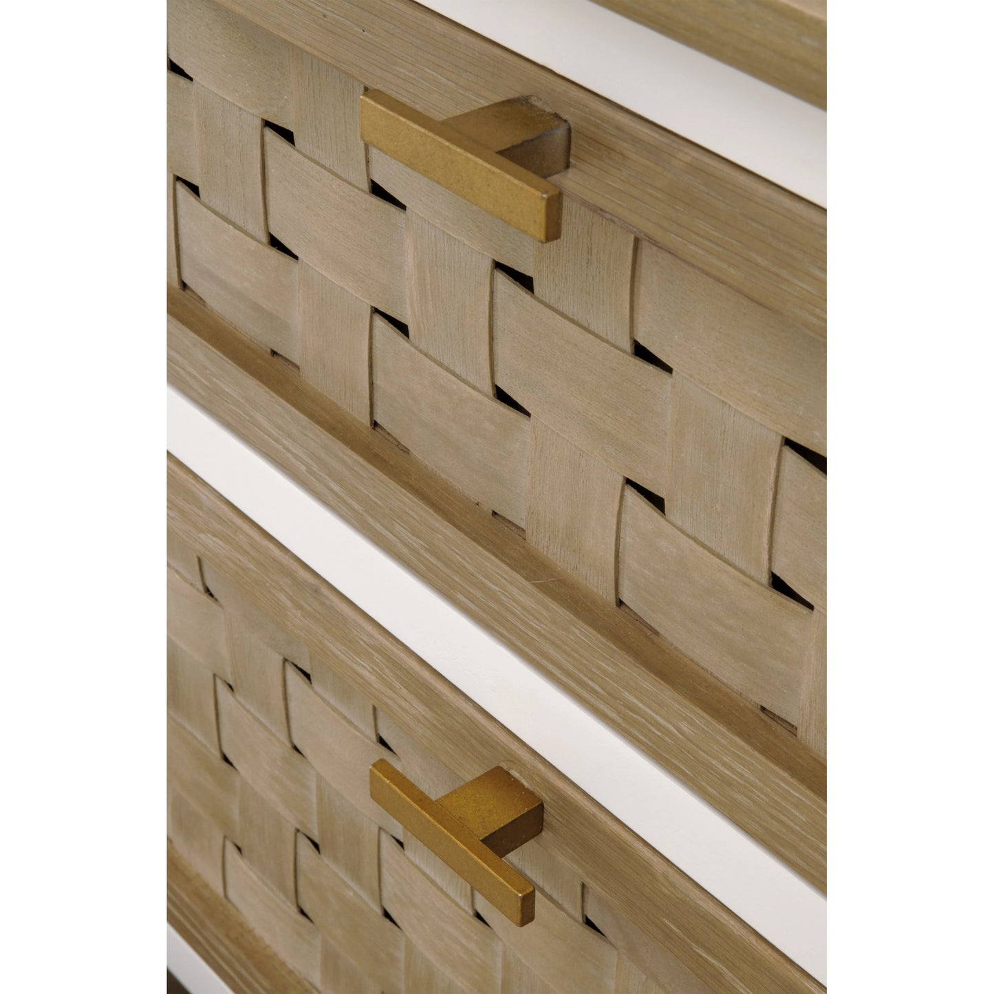 009 SI-2138269 | Closeup | Weave Entry Cabinet by Essentials For Living in smoke gray oak, white painted oak. Made from solid oak wood, mdf, plywood, metal in a cottage & farmhouse style.