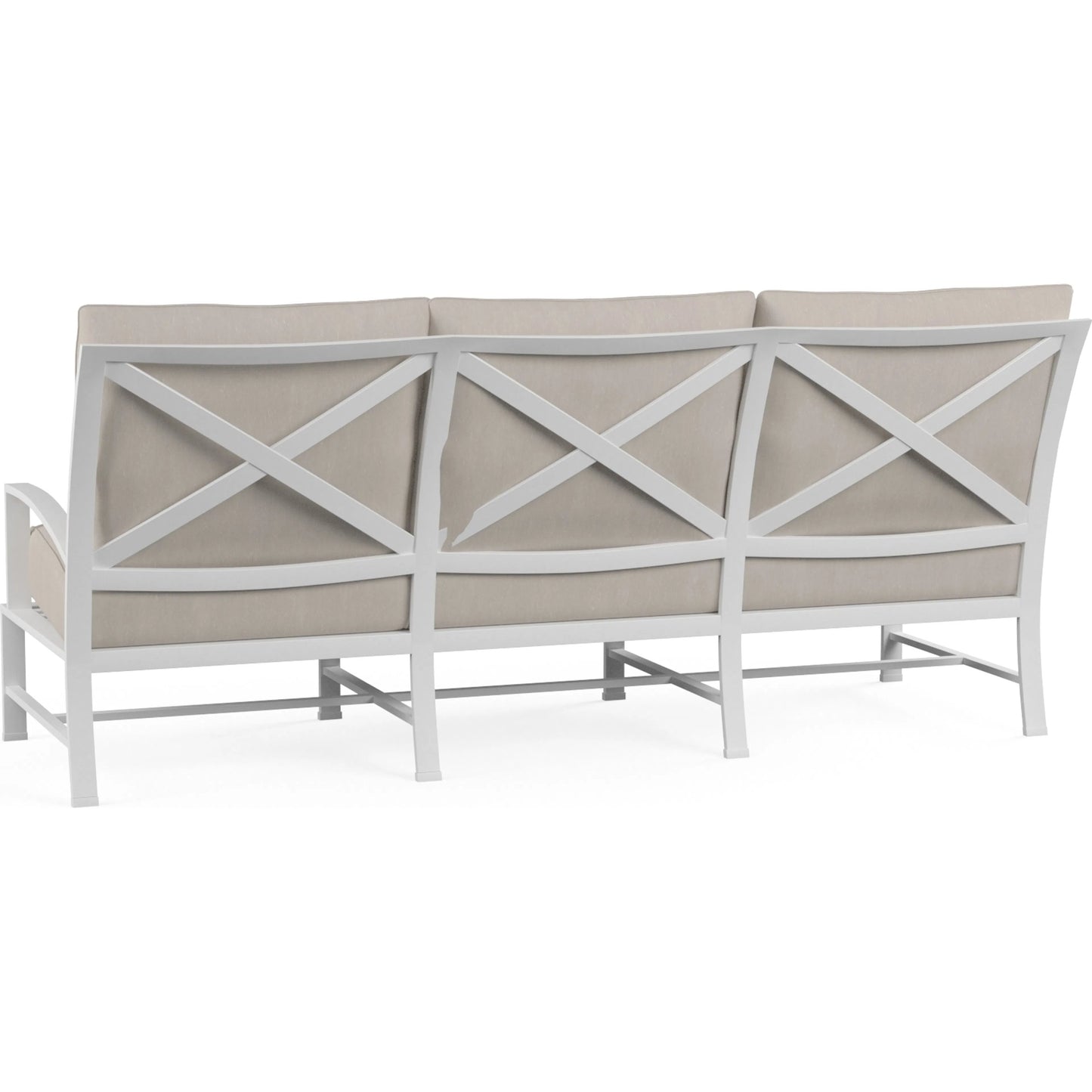 002 SI-2167195 | Additional Silo | Bristol Outdoor Sofa in Canvas Flax w/ Self Welt by Sunset West in white. Made from aluminum in a modern style.