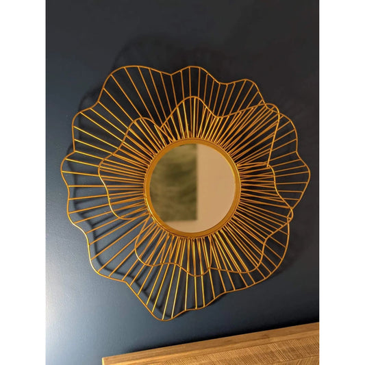 Alpha Flower Mirror by LH Imports in gold. Made from unique in a modern style.