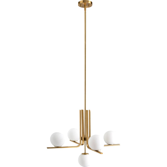 Wismar Chandelier 592027 by Livabliss in fixture: gold; shade: white; cord: white and electroplatedplatedelectroplated. Made from iron, glass in a modern style.