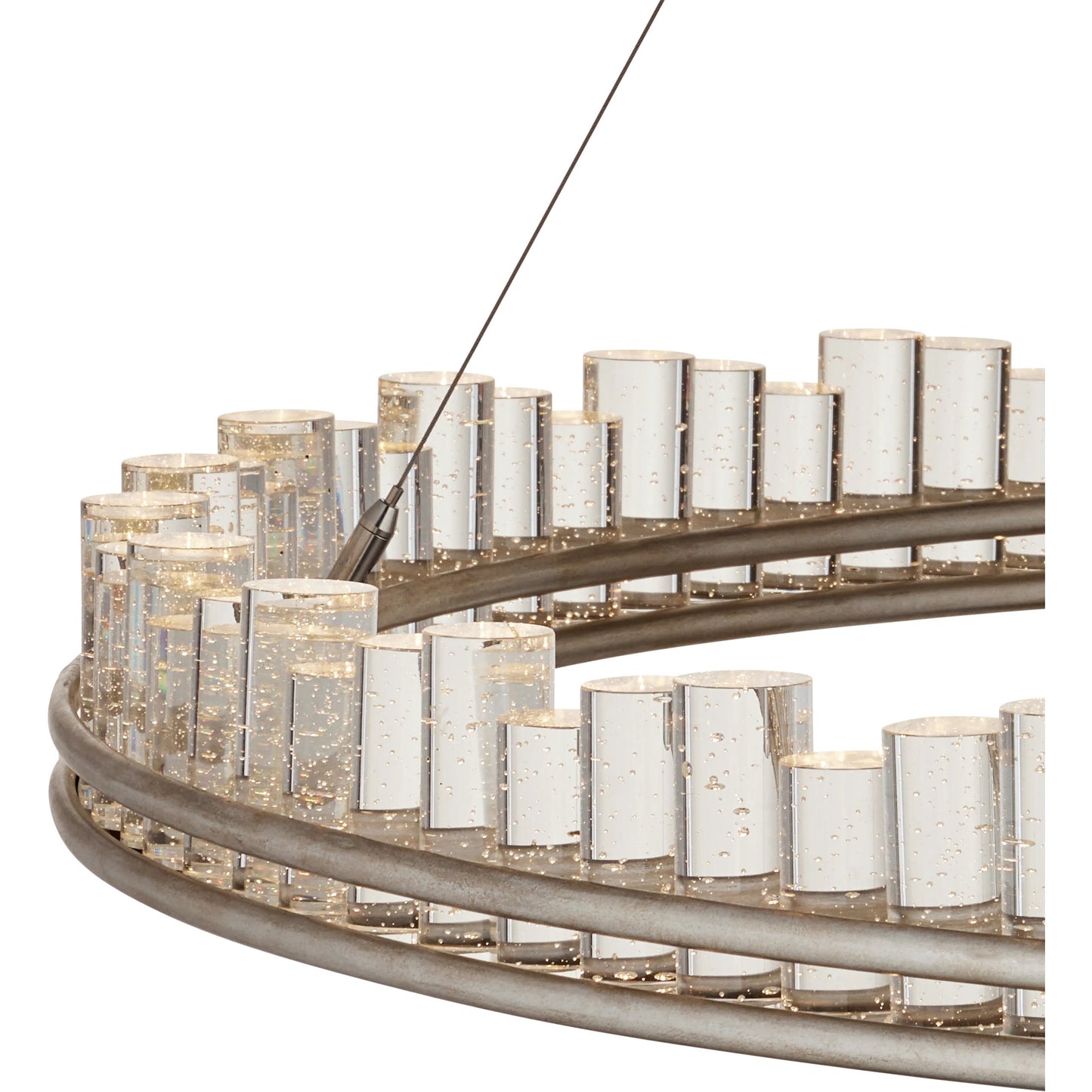 007 SI-2191808 | Additional Silo | Pleiades Chandelier by Currey and Company in contemporary silver leaf, contemporary silver, clear. Made from wrought iron, seeded crystal in a modern style.