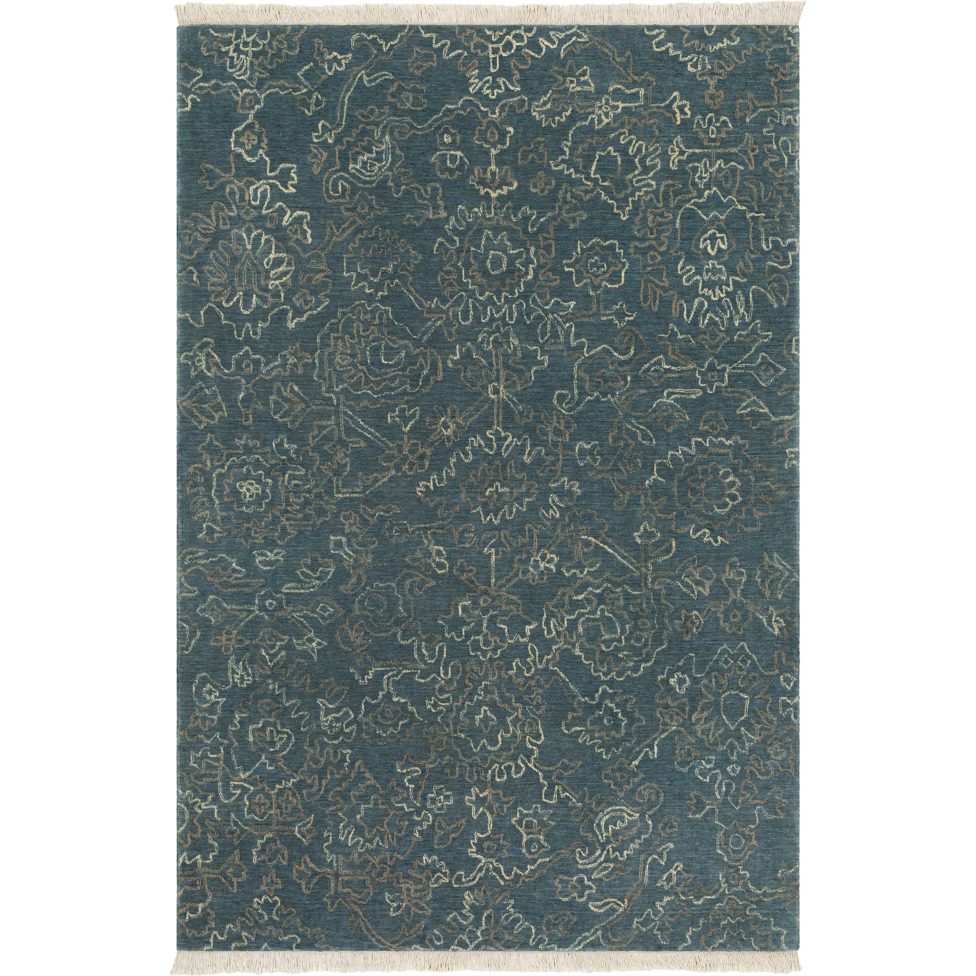 Wilmington Rug - 23236 by Surya in dark blue, teal, oatmeal, light brown. Made from 100% wool in a unique style.