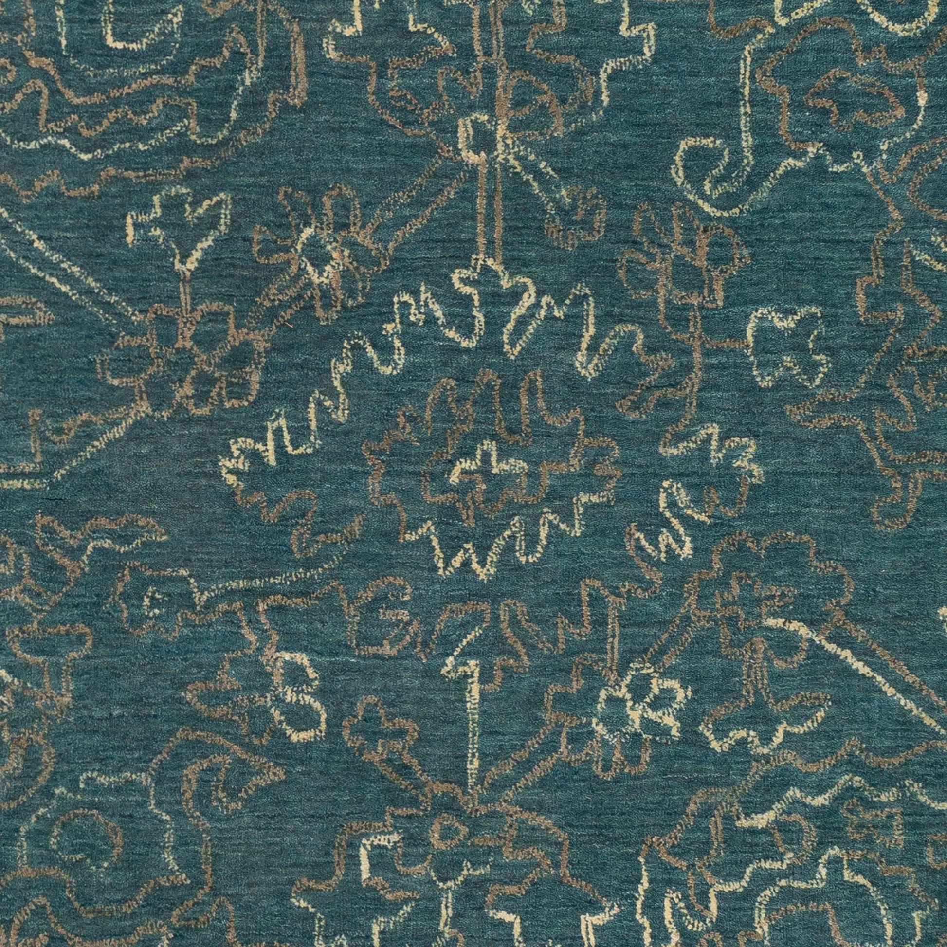 Wilmington Rug - 23236 by Surya in dark blue, teal, oatmeal, light brown. Made from 100% wool in a unique style.