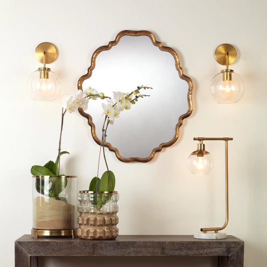 Elise Mirror by Lifestyle by JY in antique gold. Made from metal in a transitional style.