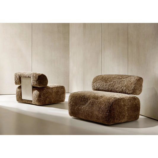 Paley Shearling Swivel Chair by Bernhardt in brown. Made from shearling in a eclectic & global style.