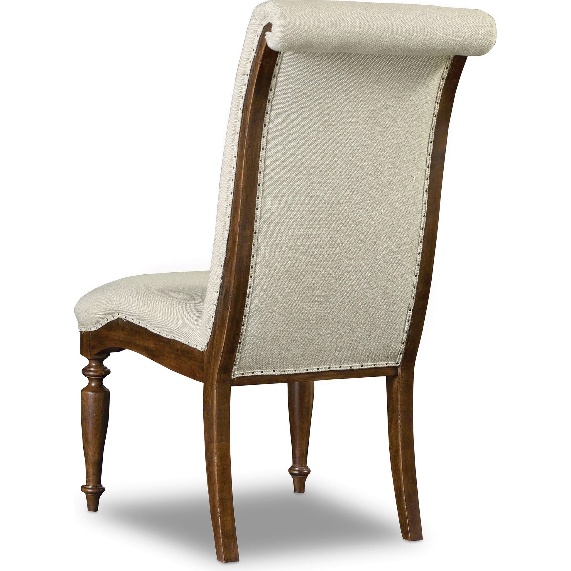 Archivist Upholstered Side Chair (Set of 2) by Hooker Furniture in beige and pecan, aubergine. Made from fabric, nailheads in a transitional style.