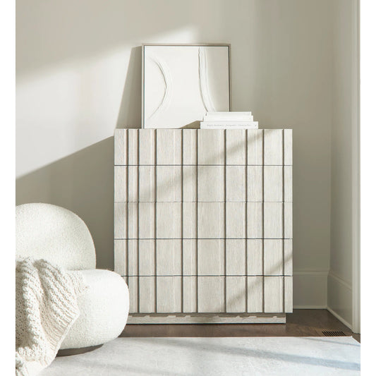 Tempo Tall Drawer Chest by Bernhardt in beige. Made from wood in a unique style.