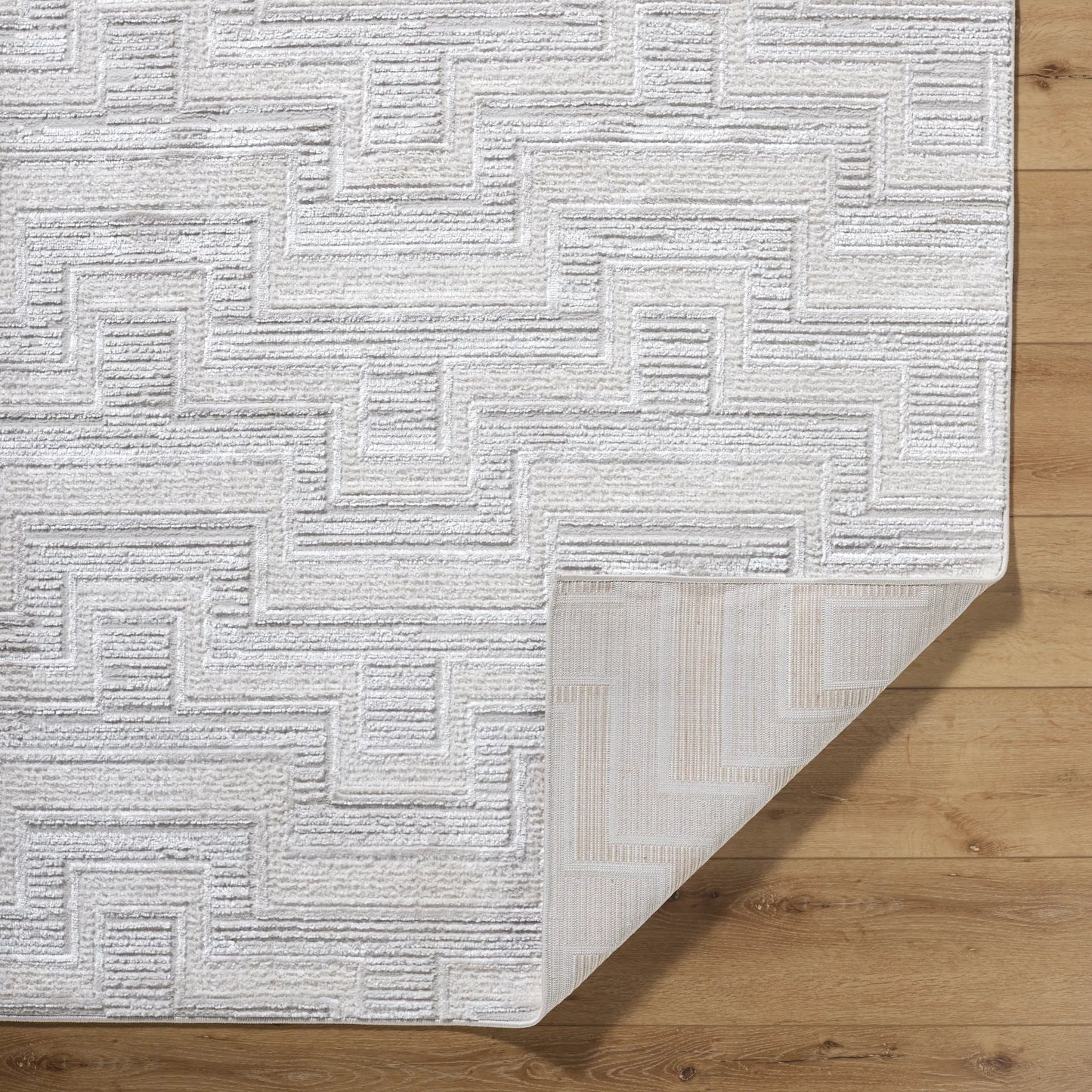 002 SI-2257897,SI-2257898 | Closeup | Wolly WOY-2301 Rug by Livabliss in ivory, white, light gray, cream. Made from polypropylene, polyester in a unique style.
